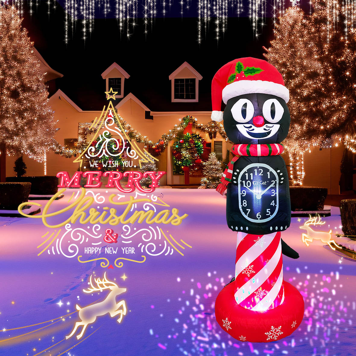 6-Foot Inflatable Kit-Cat Klock: with animated tail and rotating lights