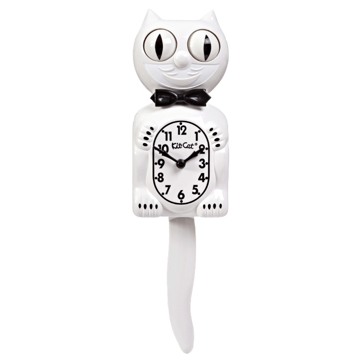 White Gentleman Kit-Cat Klock with Black Bow Tie