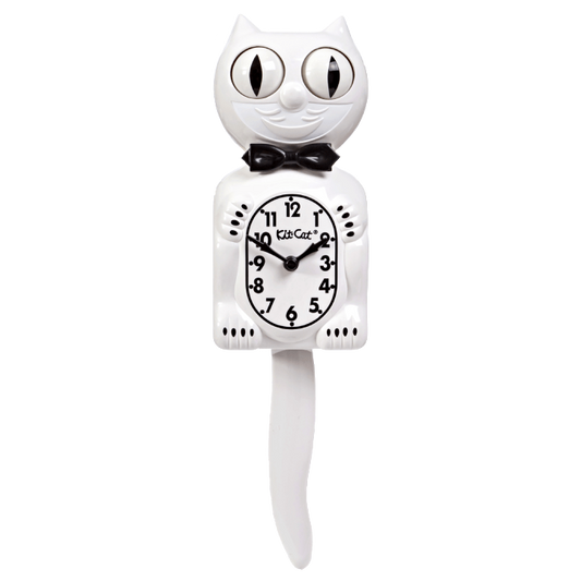 White Gentleman Kit-Cat Klock with Black Bow Tie